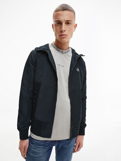 Calvin Klein Ruhák HU512972 | Calvin Klein Recycled Polyester Hooded Férfi Bomber Dzseki Fekete